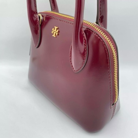 🌺NWT Tory Burch Emerson Patent Large Dome Satchel IN ROYAL BURGUNDY🌺 - Picture 9 of 12